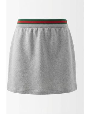 Gucci Cotton Jersey Skirt With Web - Grey