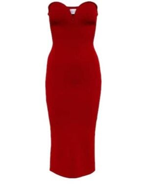Galvan London Thalia Bustier Midi Dress - Red