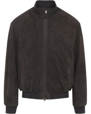 Canali Suede Bomber Jacket - Black