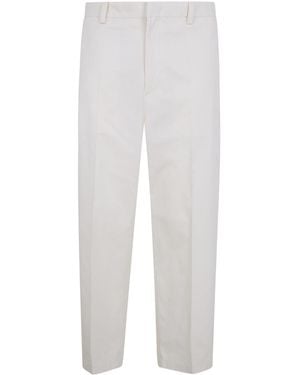 Jil Sander Pleat Detailed Straight Leg Trousers - White