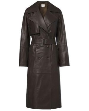 Vince Leather Trench Coat - Black