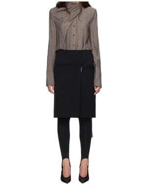 Mugler Draped Prince Of Wales Check Shirt - Black