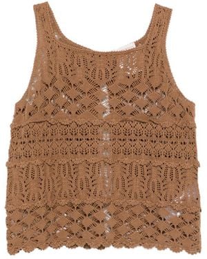 Semicouture Openwork Top - Brown
