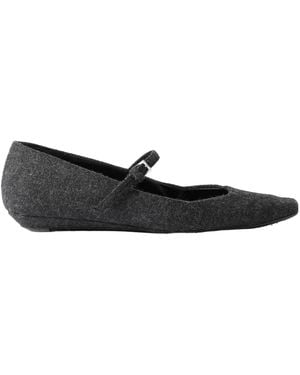 Loulou de Saison Flannel Mary Jane Ballet Flats - Black