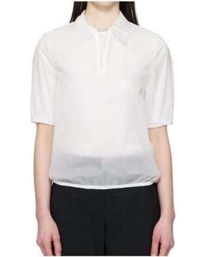 Amomento Sheer Half Zip-Up Polo - White