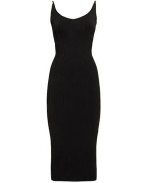 Mugler Ribbed Knitted Midi Dress - Black
