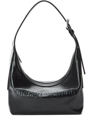 Alexander Wang Punch Logo Embossed Small Hobo Bag - Black