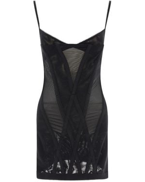 Dion Lee Oblique Mesh-Panelled Corset Minidress - Black