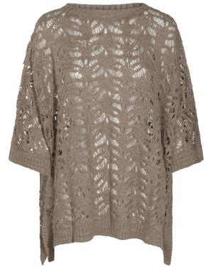 Brunello Cucinelli Openwork Knitted Crewneck Jumper - Natural