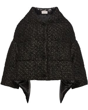 Moncler Wool Blend Tweed Cape - Black