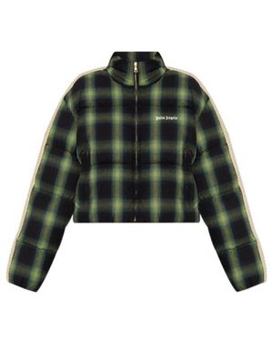 Palm Angels Checked Down Jacket - Green