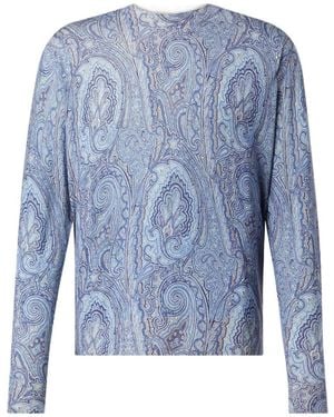 Etro Paisley Silk And Cashmere Sweater - Blue