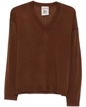 Semicouture Ribbed-Knit Crew-Neck Top - Brown