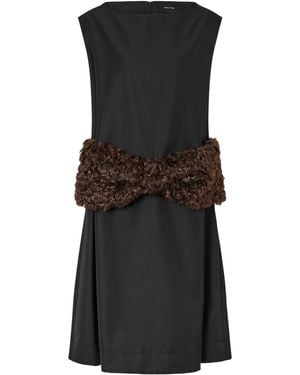 Simone Rocha Plush-Trimmed Twill Midi Dress - Black