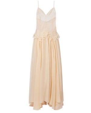 Blumarine Lace-Trimmed Georgette Maxi Dress - White