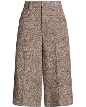Brunello Cucinelli Herringbone Wideleg Pants - Gray