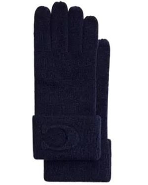 COACH Signature Embossed Knit Gloves - Blue