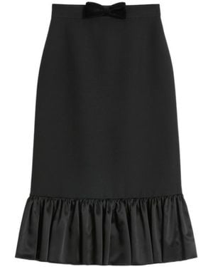 Valentino Bow Detailed Ruffled Hem Skirt - Black