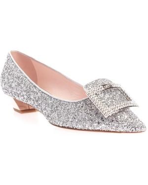 Roger Vivier Sequined Low-Heeled Shoes - White