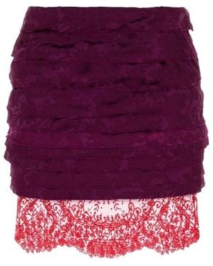 Saint Laurent Lace Detailed Mini Skirt - Purple