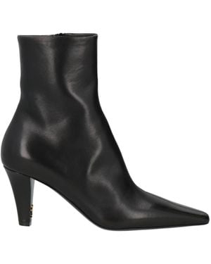 Saint Laurent Minimalist Solid-Color Leather Ankle Boots - Black
