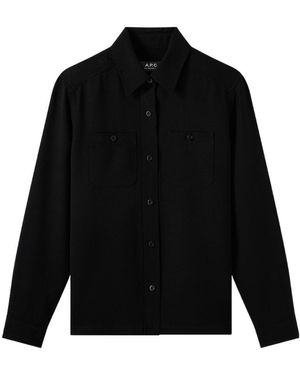 A.P.C. Long Sleeved Buttoned Shirt - Black