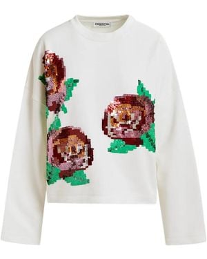 Essentiel Antwerp Sequin Embroidered Sweatshirt - White