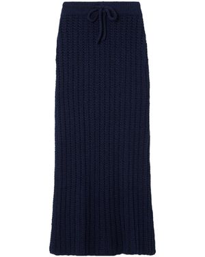 The Elder Statesman Hollow Knit Maxi Skirt - Blue