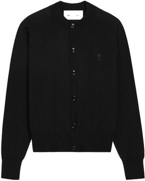 Ami Paris Long-Sleeved Cardigan - Black