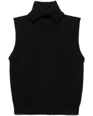 Prada Roll-Neck Sleeveless Knitted Vest - Black