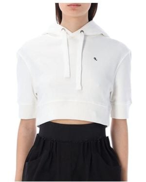Raf Simons Drawstring Cropped Hoodie - White