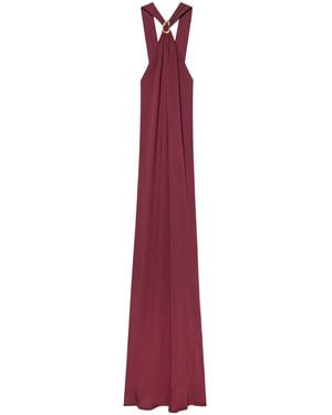 forte_forte Ring-Detail Halterneck Maxi Dress - Purple