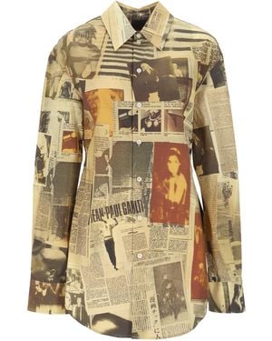 Jean Paul Gaultier Newspaper Print Shirt - Metallic
