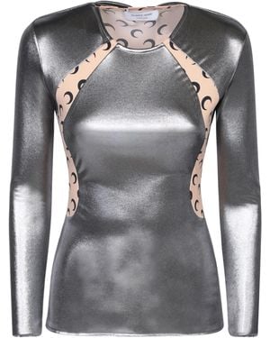 Marine Serre Crescent Moon-Panelled Crewneck Jersey Top - Grey