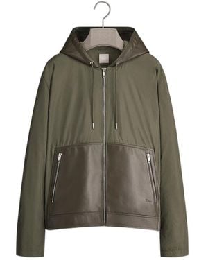 Dior Paneled Zip-Up Hooded Jacket - Green