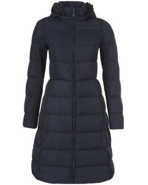 Armani Jeans Long-Style Down Jacket With A Hat - Blue