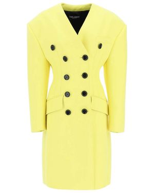 Dolce & Gabbana Double-Breasted Drop-Shoulder Coat - Yellow