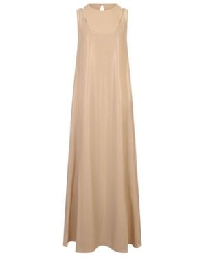 Peserico Sleeveless Hammered Satin Dress - Natural