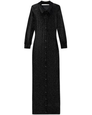 Alexander Wang Crystal Hotfix Long-Sleeved Polo Dress - Black