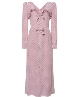 Alessandra Rich Polka Dot Ruffled Midi Dress - Pink