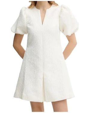 Stine Goya V-Neck Puff-Sleeve Mini Dress - White