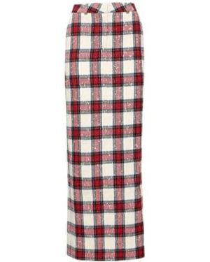 Alessandra Rich Plaid Belt Loop Skirt - Red
