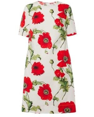 Oscar de la Renta Floral Cotton-Blend Minidress - White