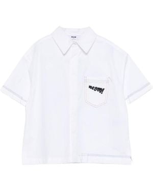 MSGM Pocket Embroidered Shirt - White