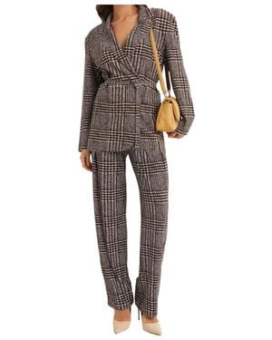 Norma Kamali Pleated Houndstooth Pants - Multicolor