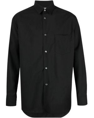 Comme des Garçons Curved-Hem Wool Shirt - Black