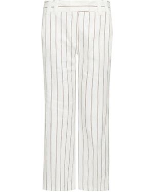 Marella Flared Linen And Cotton Trousers - White