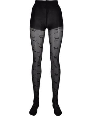 Thom Browne Hector Pattern Sheer Tights - Black