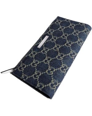 Gucci Long Wallet With Plaque - Blue