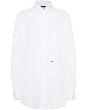 DSquared² Logo Embroidered Long-Sleeved Shirt - White
